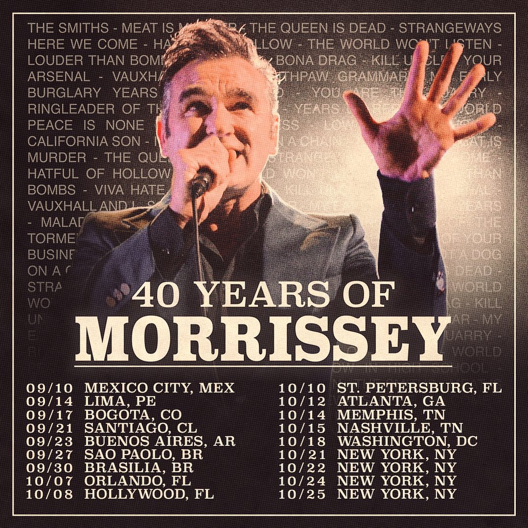 Morrissey Expands 2023 World Tour Dates Brit Pop News